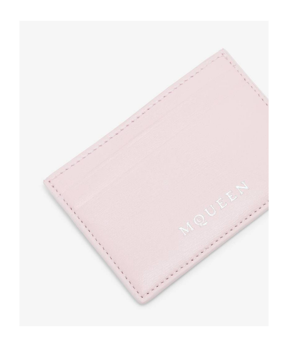 Alexander Mcqueen Compact Silver Foil Card Case In Pink