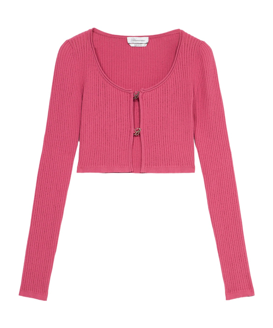 Blumarine Logo-plaque Cropped Cardigan In Pink