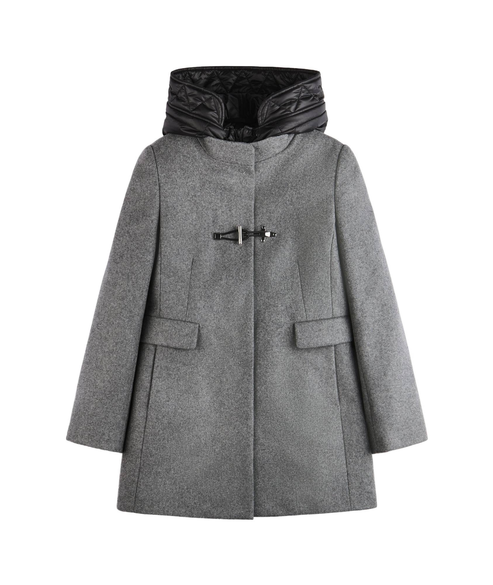 Fay Classic Tweed Coat In Gray