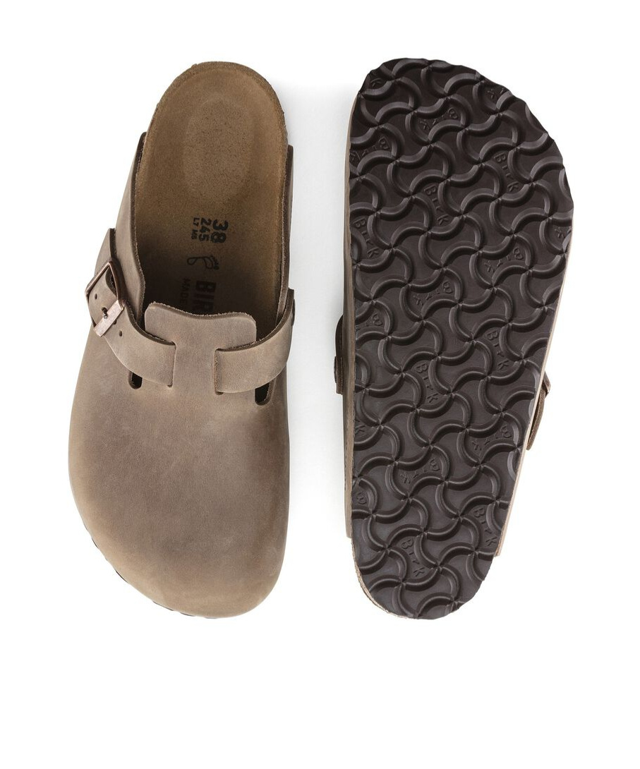 Birkenstock Boston Oiled Suede Slides In Brown
