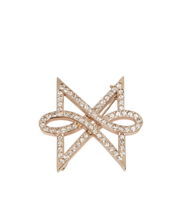 Max Mara Monogram Papillon Brooch With Crystals In Gold