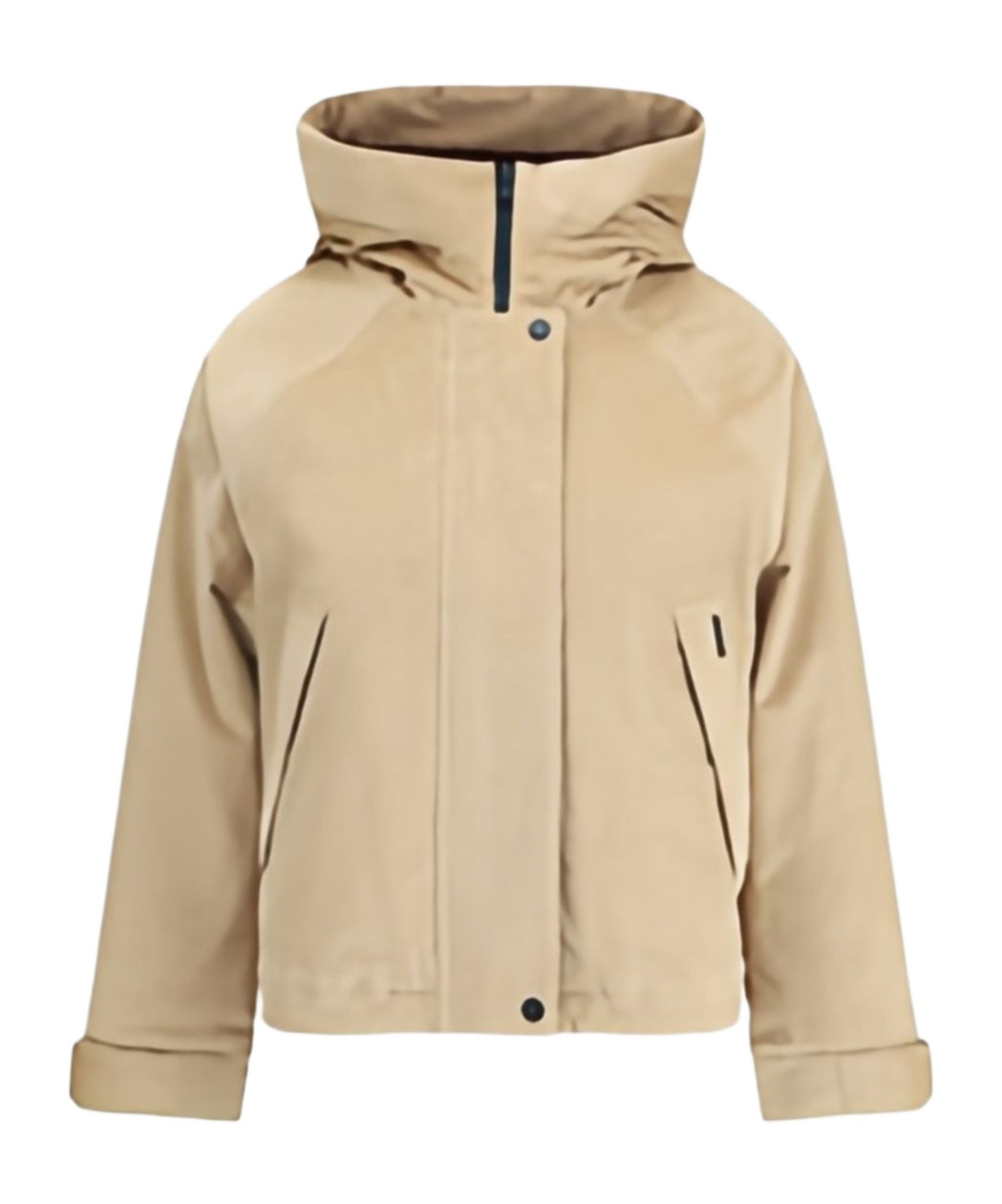 Woolrich Hooded Corduroy Jacket Adjustable Cuffs In Neutral