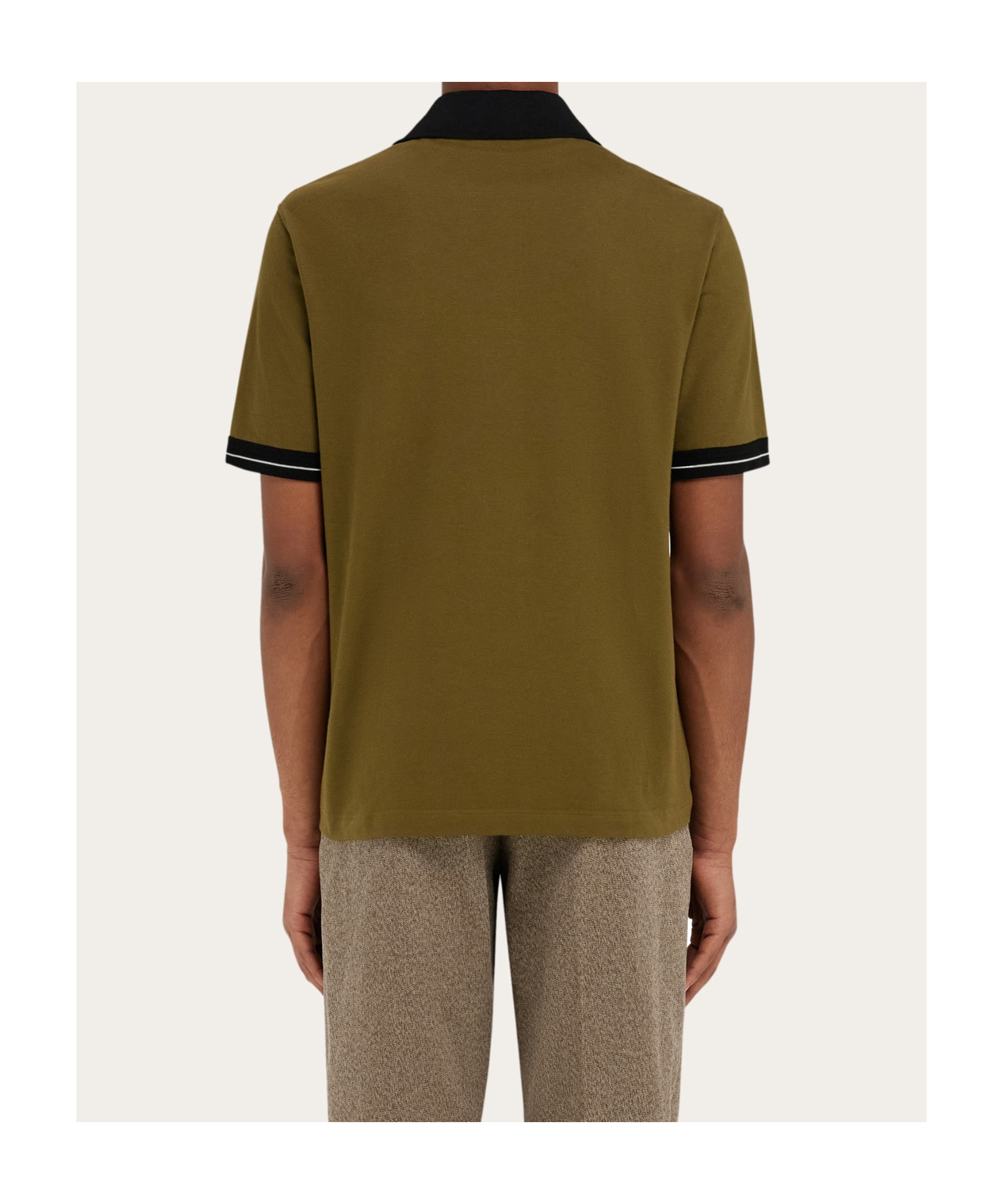 Shop Ferragamo Color Block Detail Polo Shirt In Brown