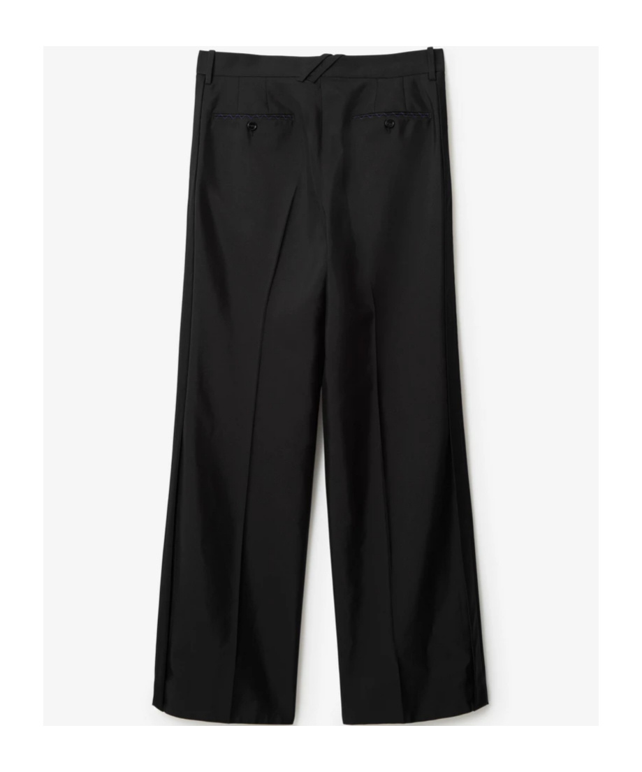 Burberry Suit Pants In Navy Blue Wool. Straight-leg Cut. Zippered Closure And Belt Clip. In Black