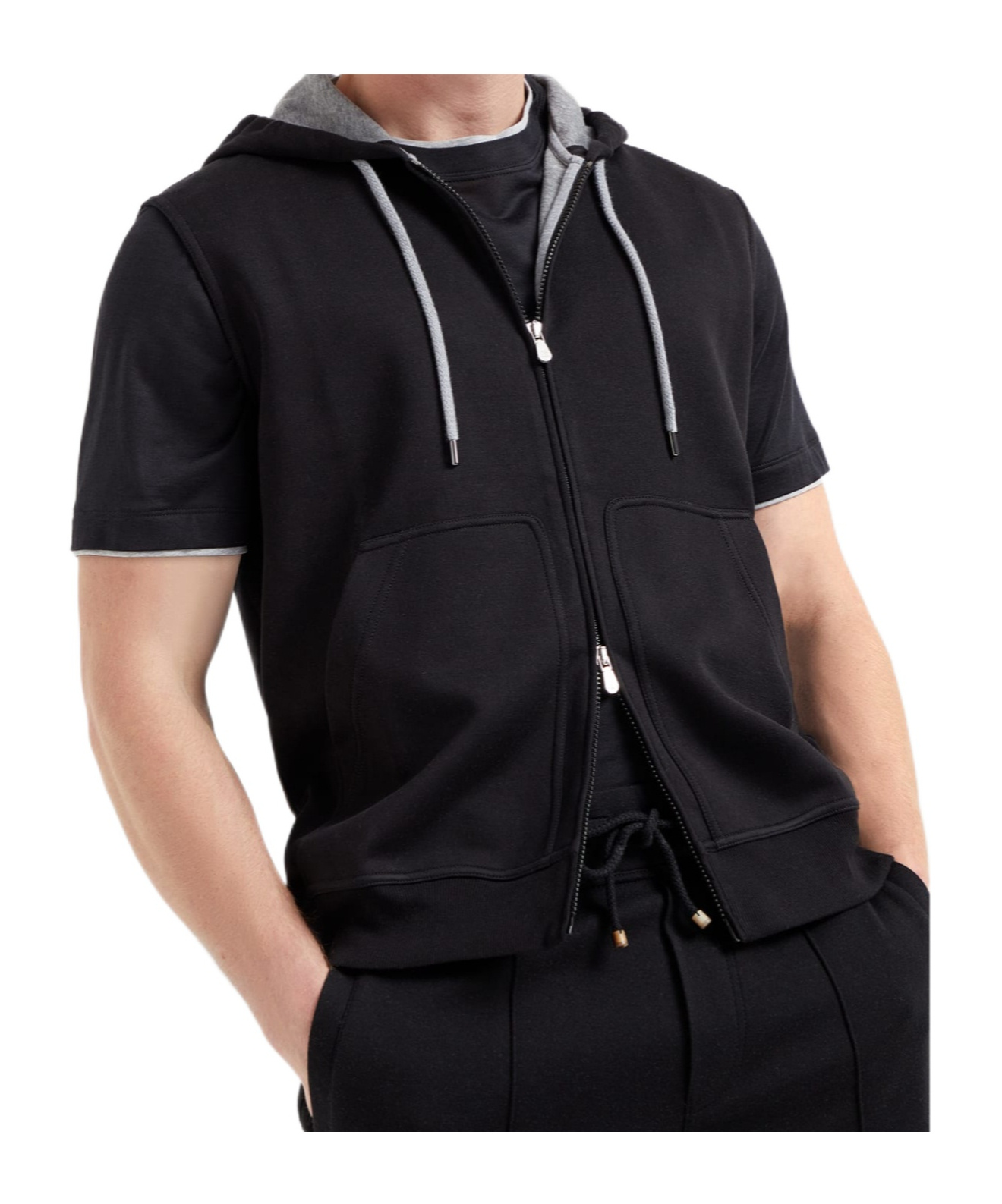 Brunello Cucinelli Sleeveless Zipped Hoodie In Black