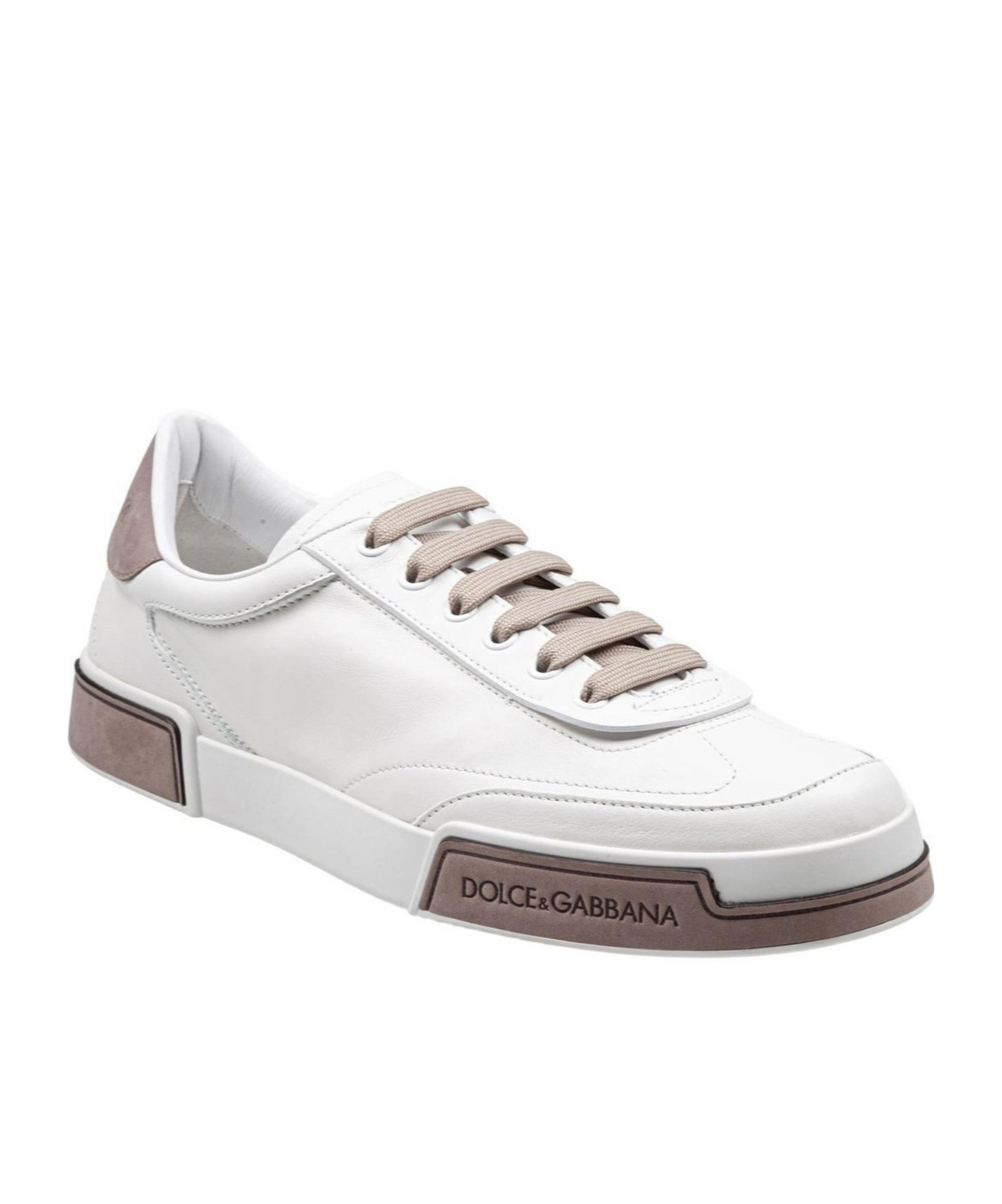 Dolce & Gabbana Portofino Yatch Sneakers In Calfskin Color White And Dove Grey In White