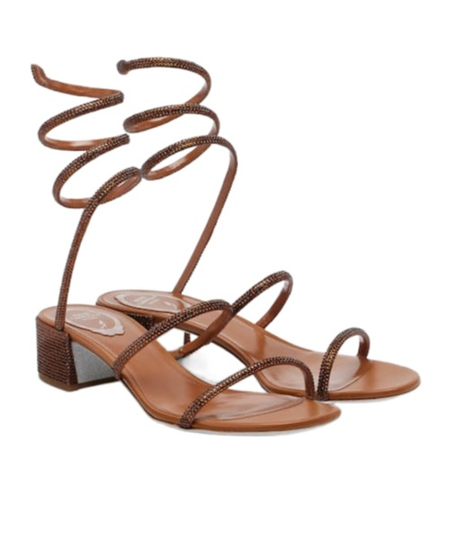 René Caovilla Embellished Satin Sandals In Transparent