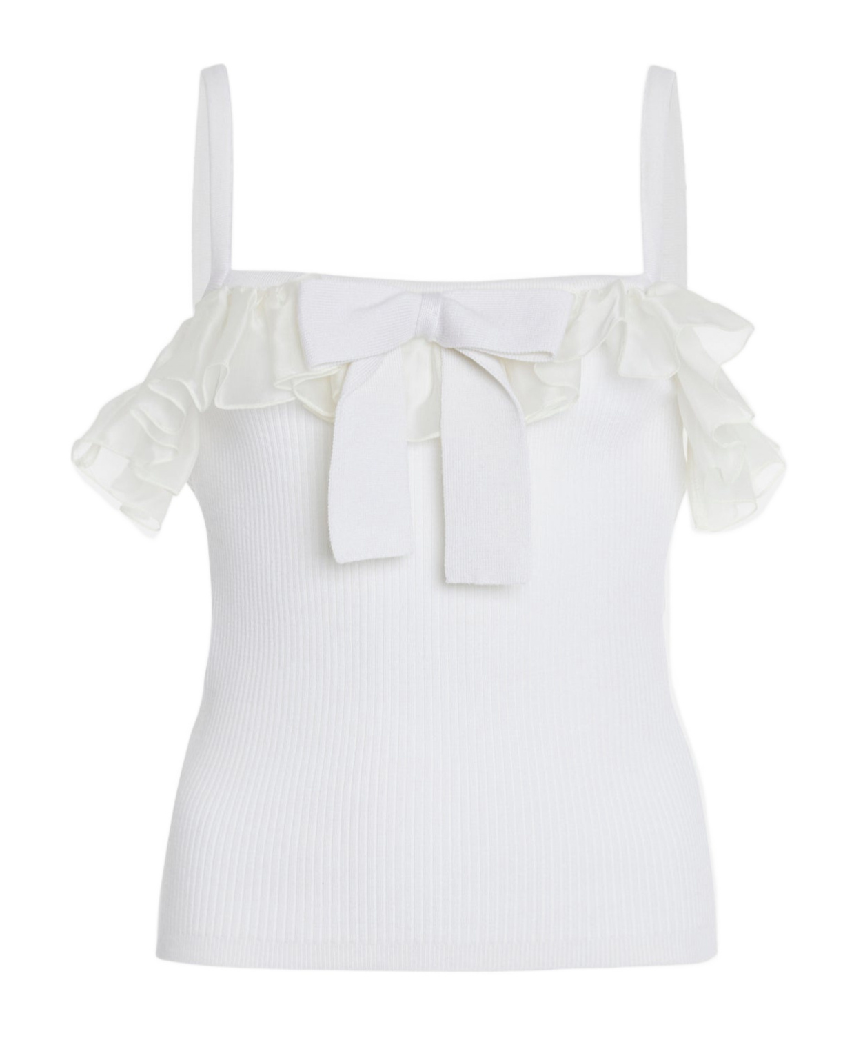 Alessandra Rich Bow Ruffled Top In White
