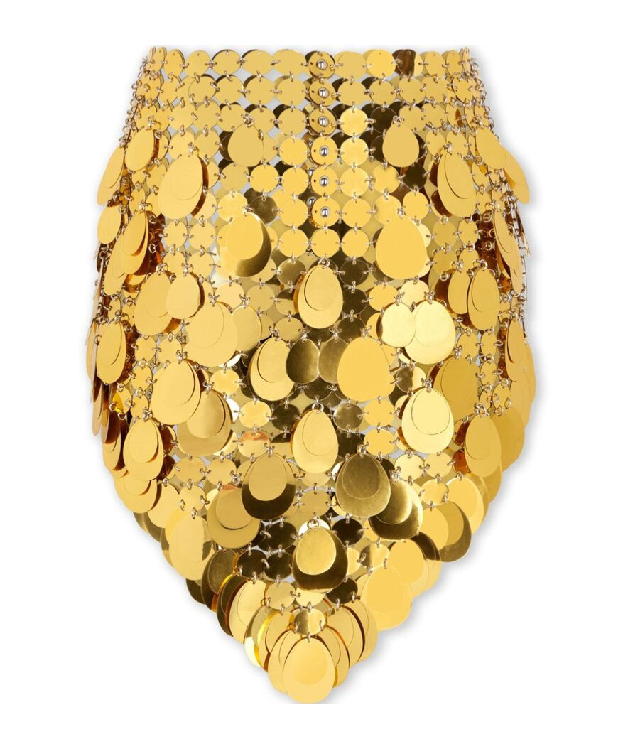 RABANNE GOLD SPARKLE ASSEMBLY MINI SKIRT 