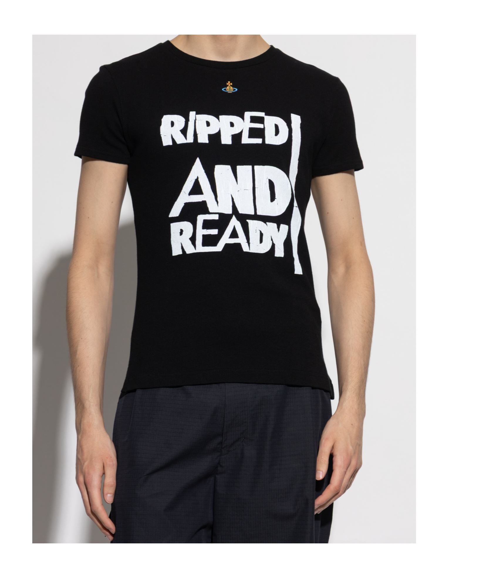 Vivienne Westwood Ripped And Ready Peru T-shirt Organic Rib Jersey Black M Unisex In Black