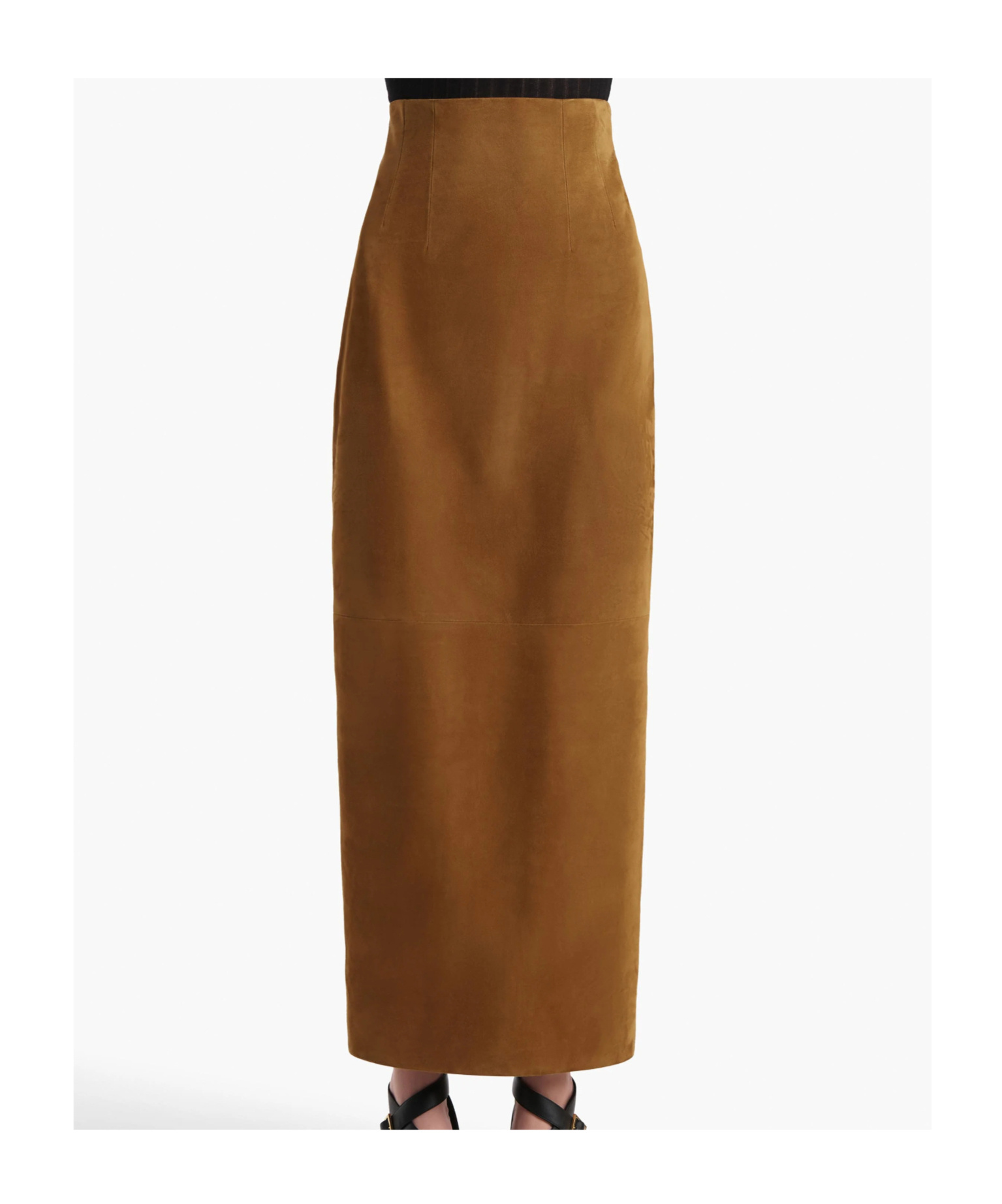 Khaite Loxley Long Pencil Leather Skirt In Brown