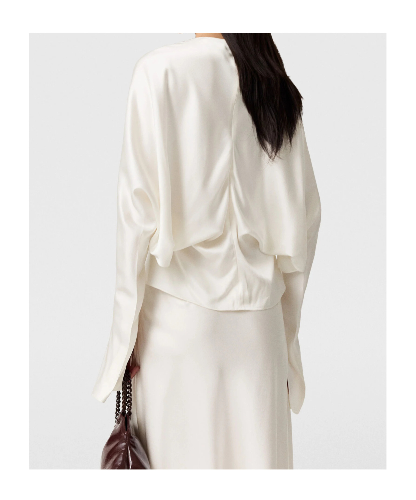 Stella Mccartney Cape-sleeve Cut-out Satin Top In White
