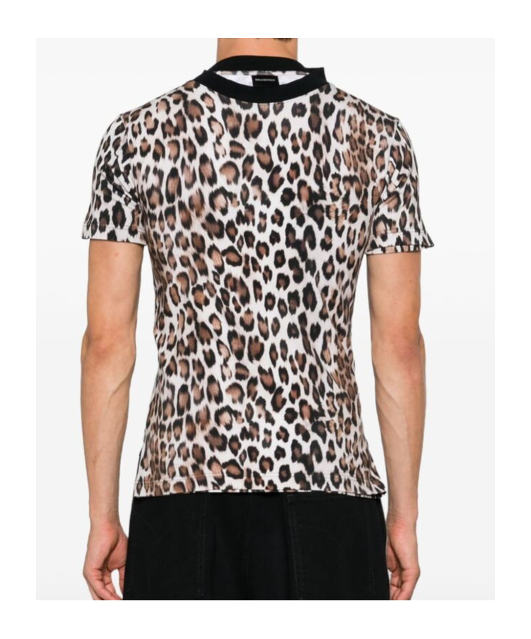 Balenciaga Leopard-print T-shirt In Black