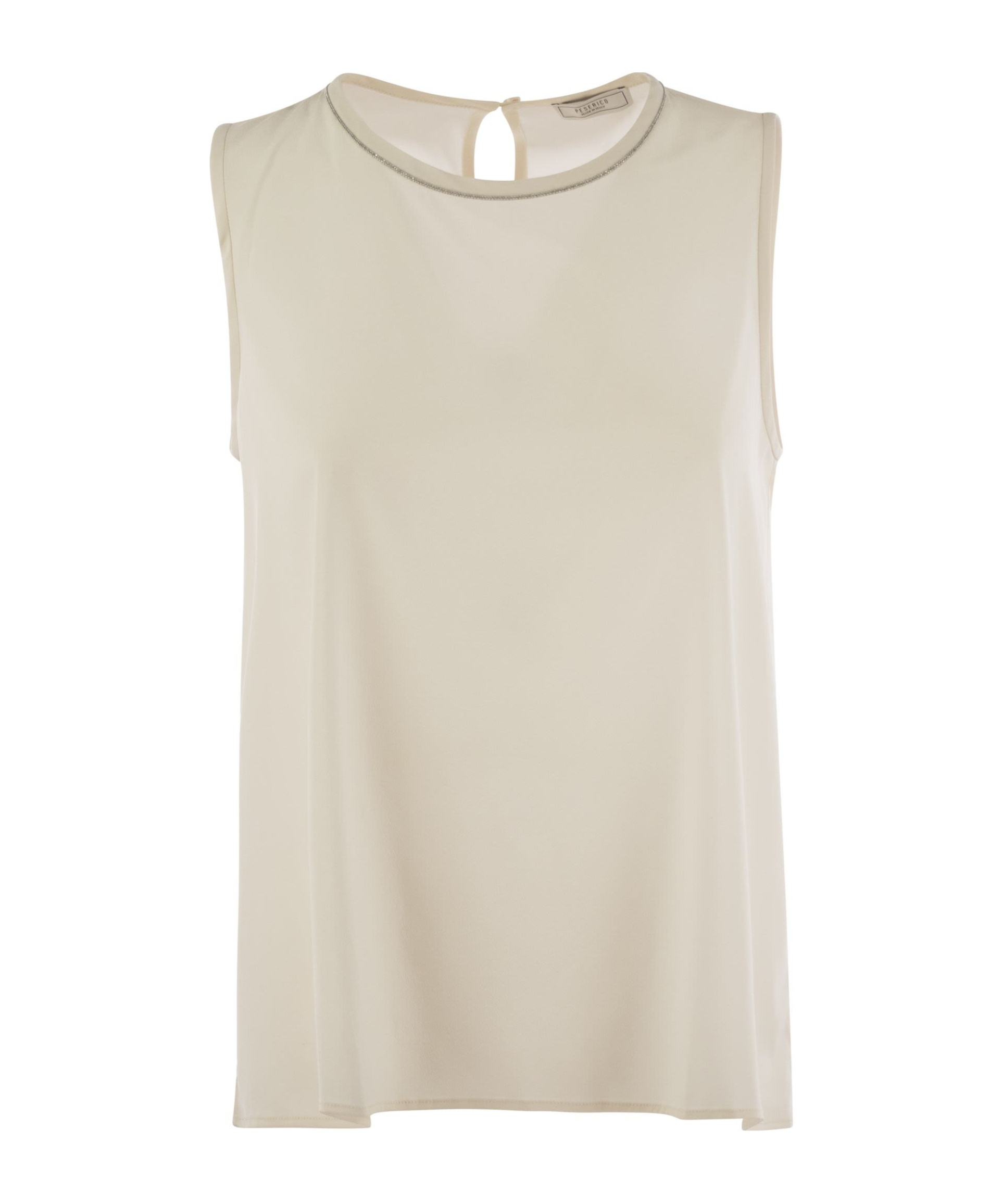 Peserico Stretch Silk Crepe De Chine Top In Nude