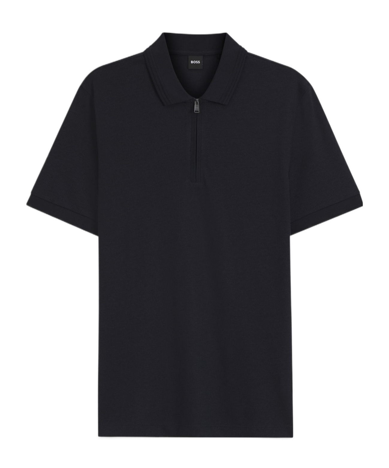 Hugo Boss Cotton-blend Polo Shirt With Zip Placket In Blue
