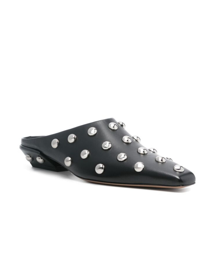 Paris Texas Studded Pointed Toe Mule In Black