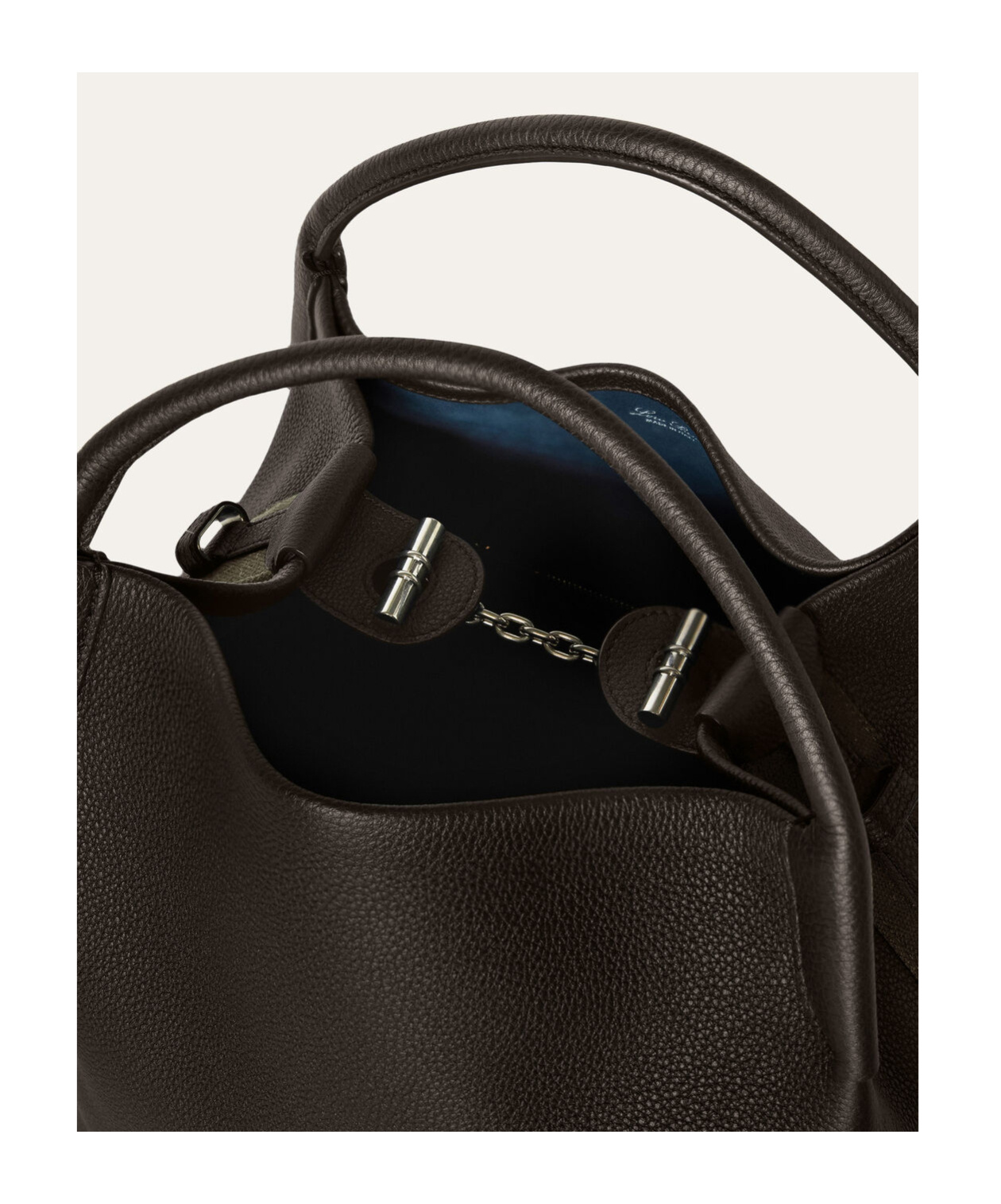 Loro Piana Large Bale Shoulder Bag In Dark Chocolate Licorice/sun Gold