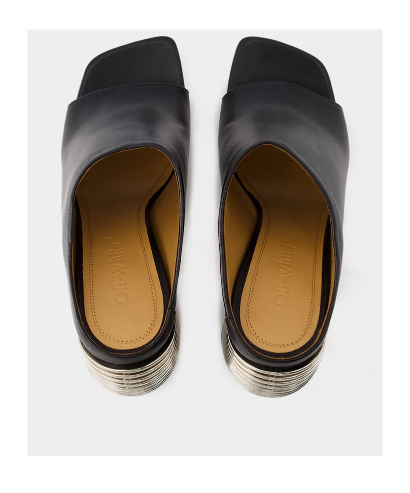 Off-white Silver Spring Mules In Black