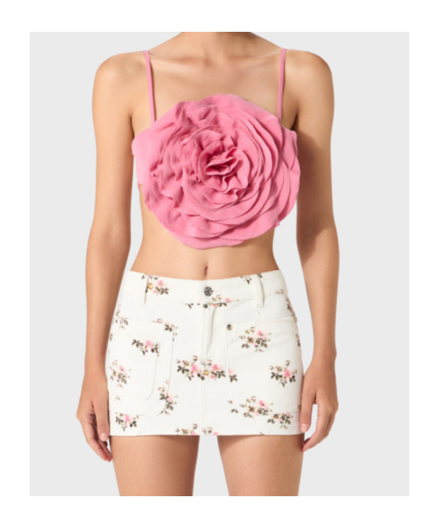 Blumarine Rose Effect Gabardine Sling In Pink