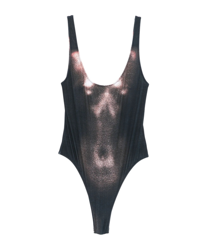 Jean Paul Gaultier Body-print Swimsuit In Black