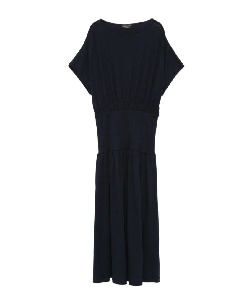 Fabiana Filippi Relaxed Black Midi Dress With Gathered Waist In Black