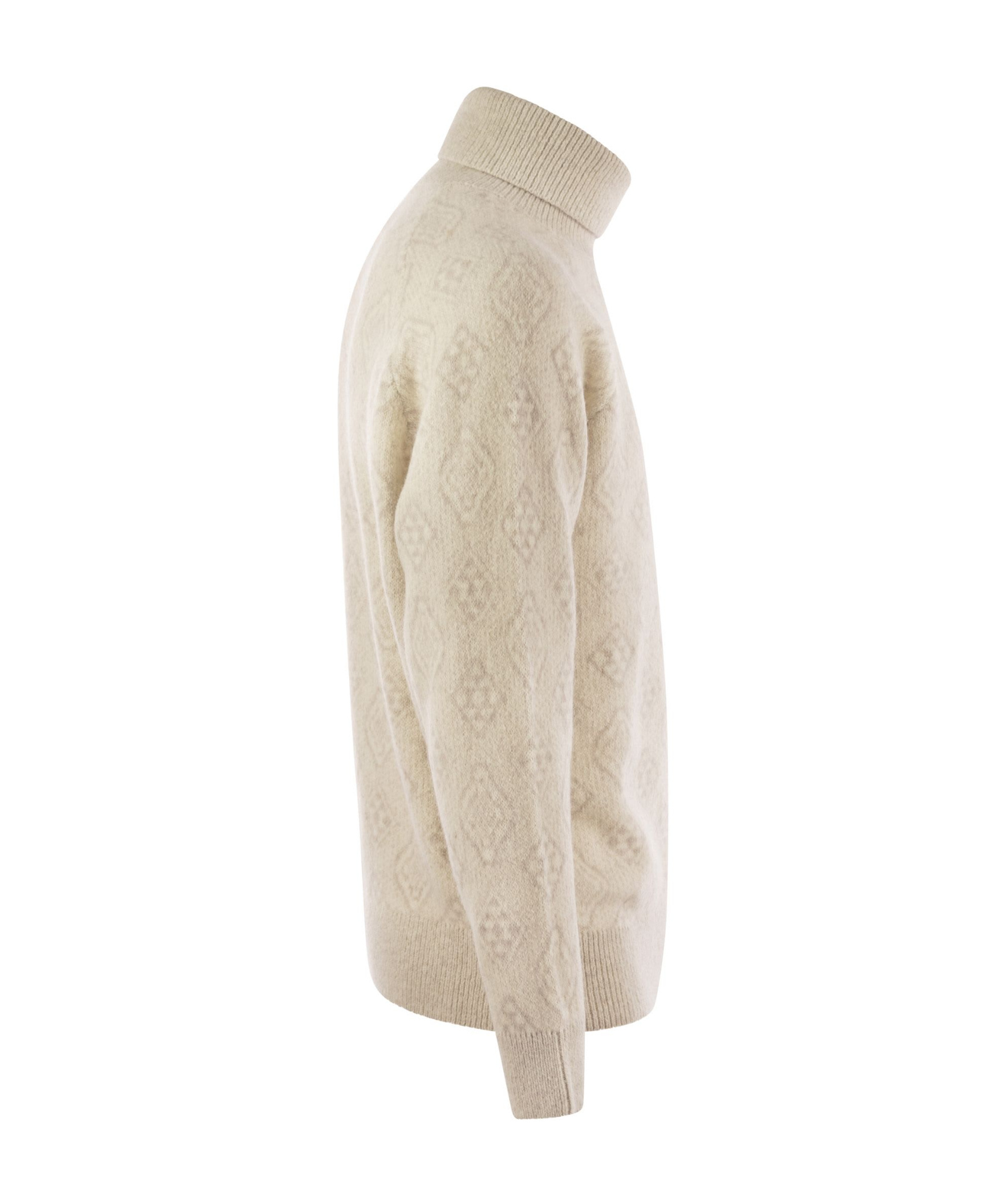 Brunello Cucinelli Men's Intarsia Knit Roll Neck Sweater In Nude