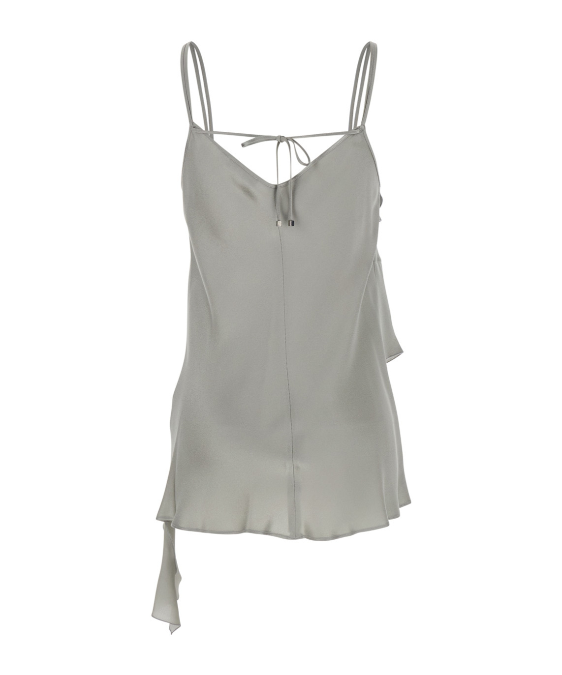 Antonelli 'danimarca' Gray Top With Adjustable Spaghetti Straps And Front Asymmetric Ruffle In Gray