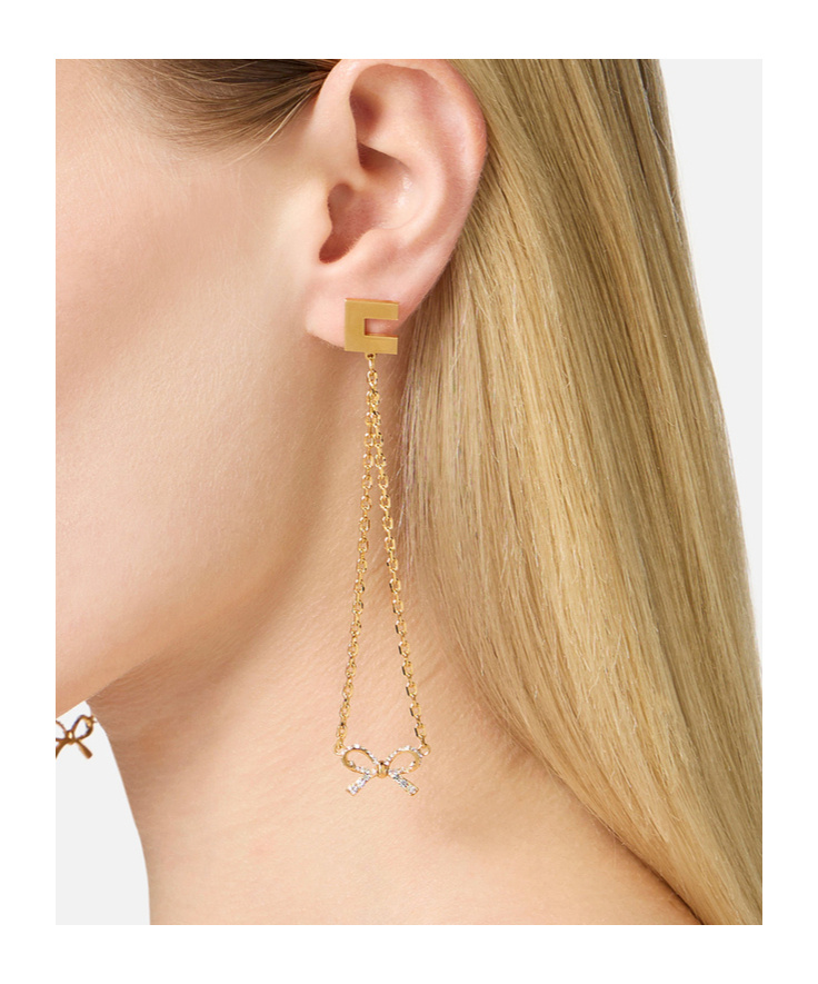 ELISABETTA FRANCHI ELISABETTA FRANCHI RHINESTONE BOW PENDANT EARRINGS
