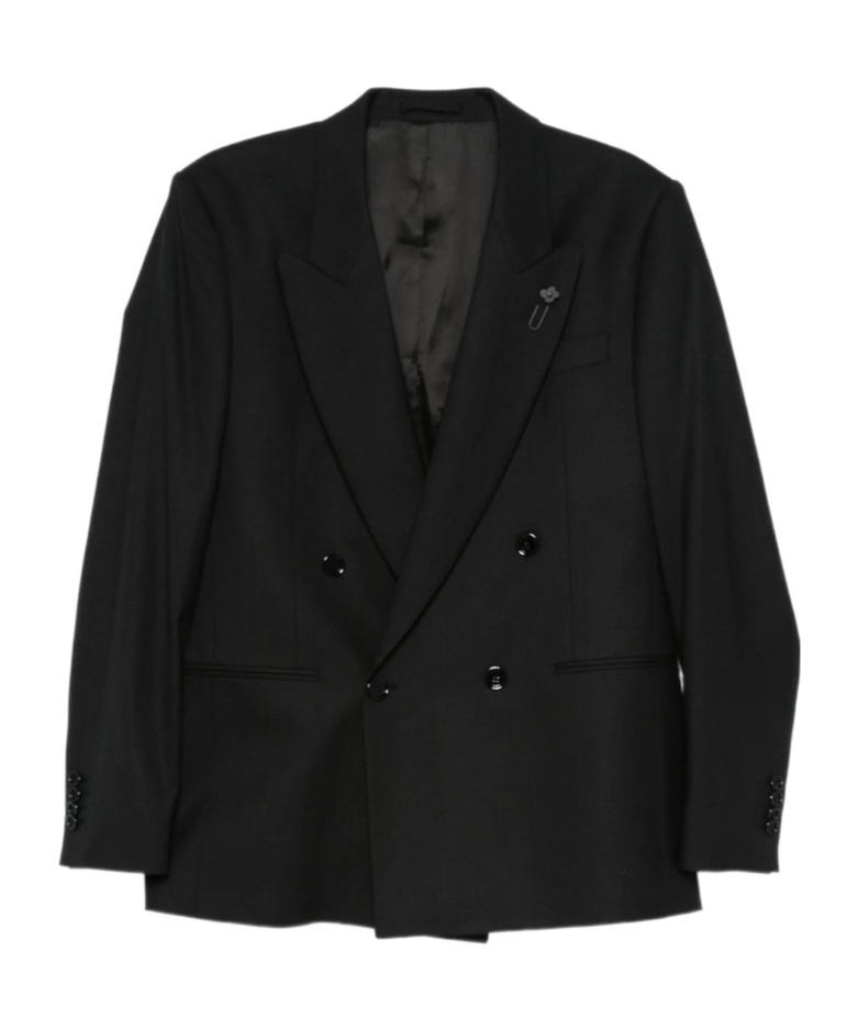 Lardini Double-breasted Blazer In Black