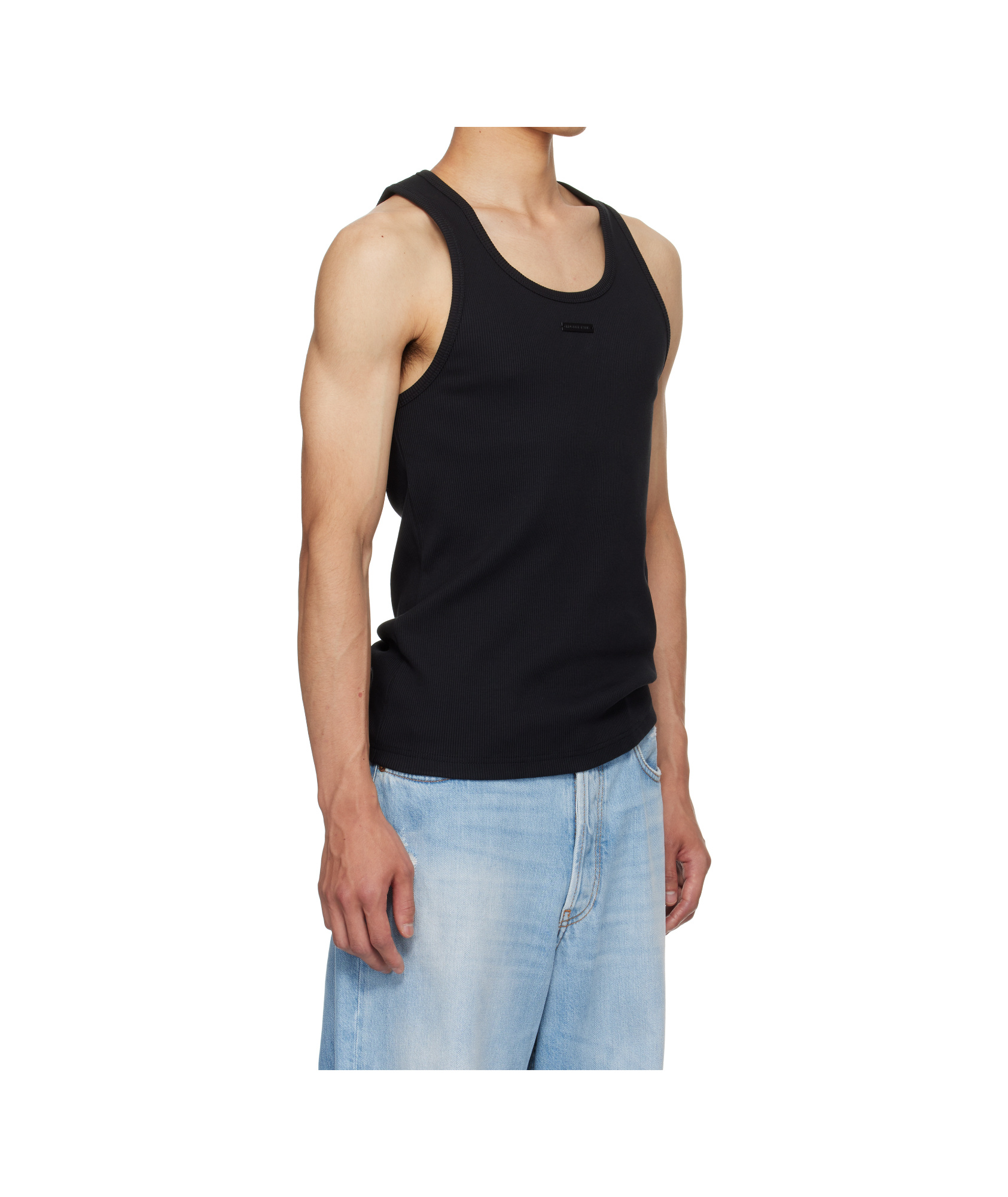 Mugler Ribbed Logo Vest In Black