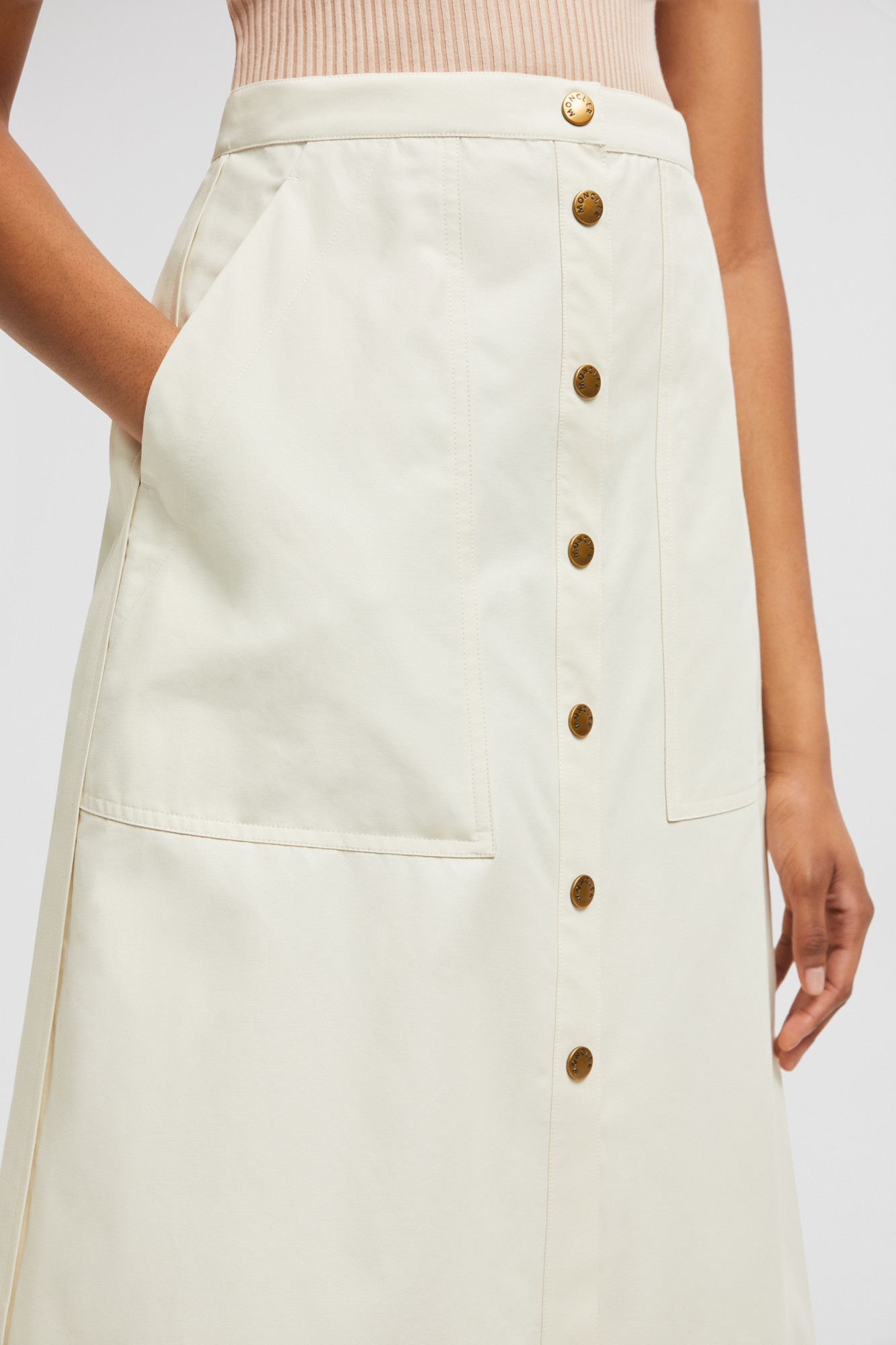 Moncler Curved Hem Skirt In White