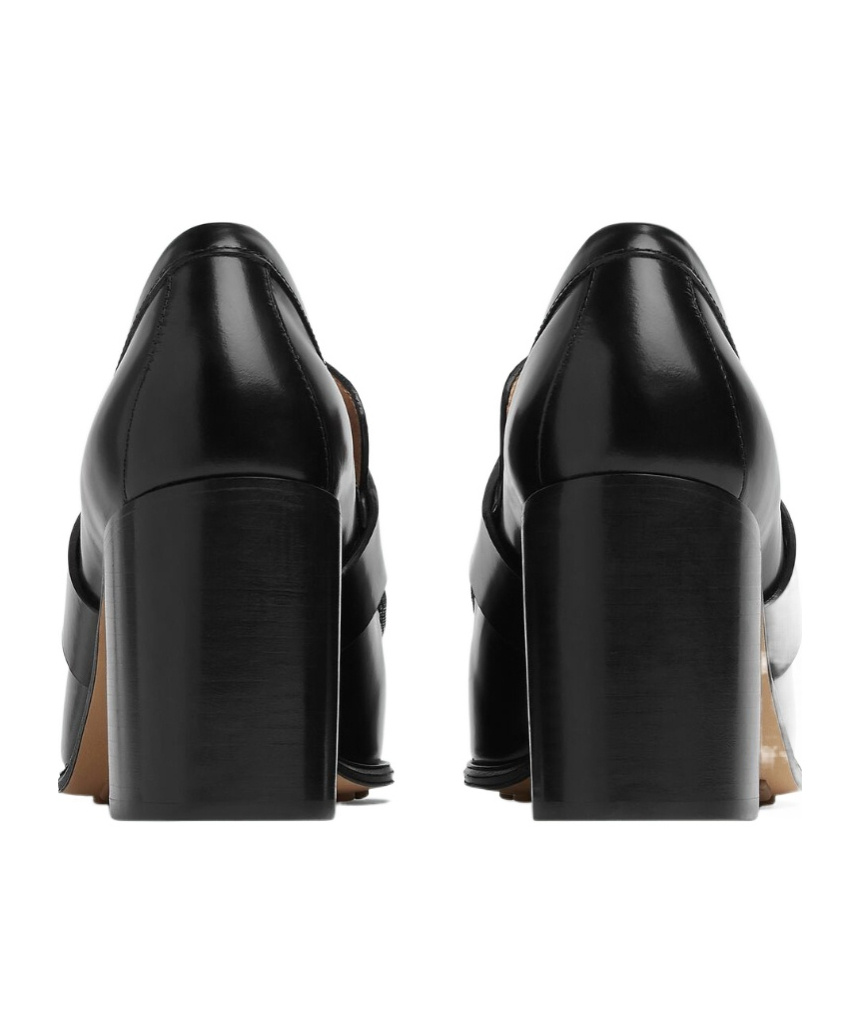 Bottega Veneta Astaire Metallic Knot Leather Heeled Loafers In Black