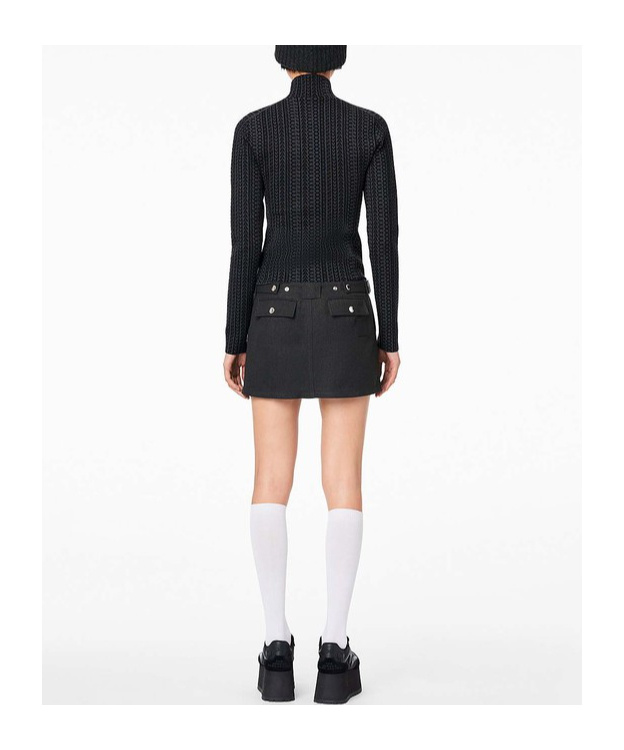 Marc Jacobs Monogram Knit Mockneck Sweater With Fitted Silhouette In Black