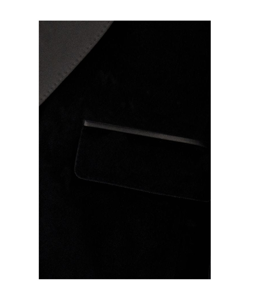 Dolce & Gabbana Peak Lapel Tuxedo Velvet Jacket With Padded Shoulders In Black
