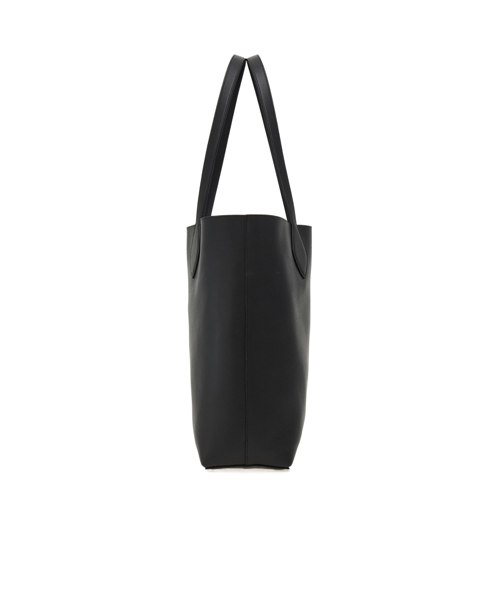 Ferragamo Grained Leather Tote Bag Textured Finish In Black/grey