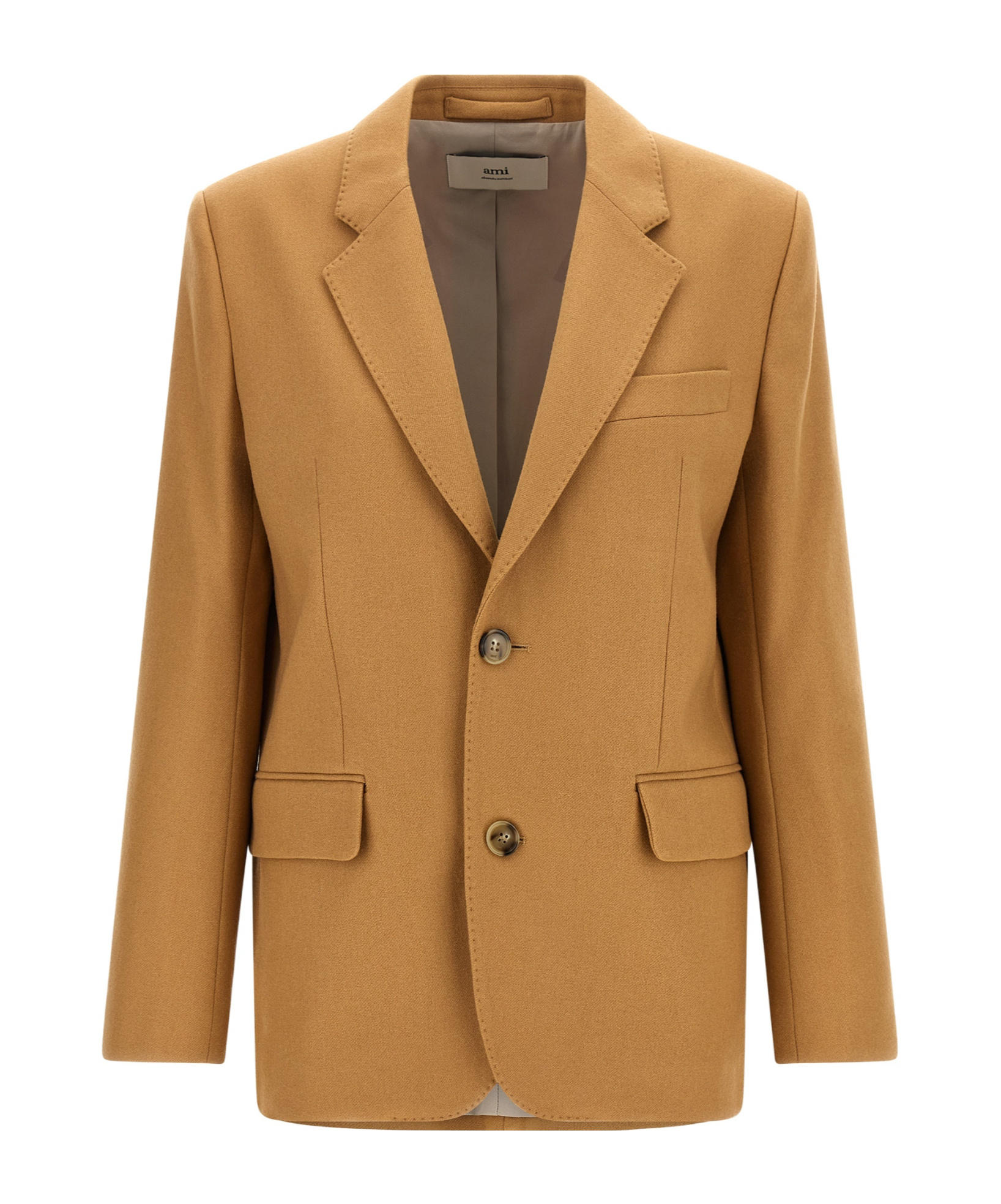 Ami Alexandre Mattiussi Ami Single-breasted Wool Blazer With Structured Shoulders In Brown