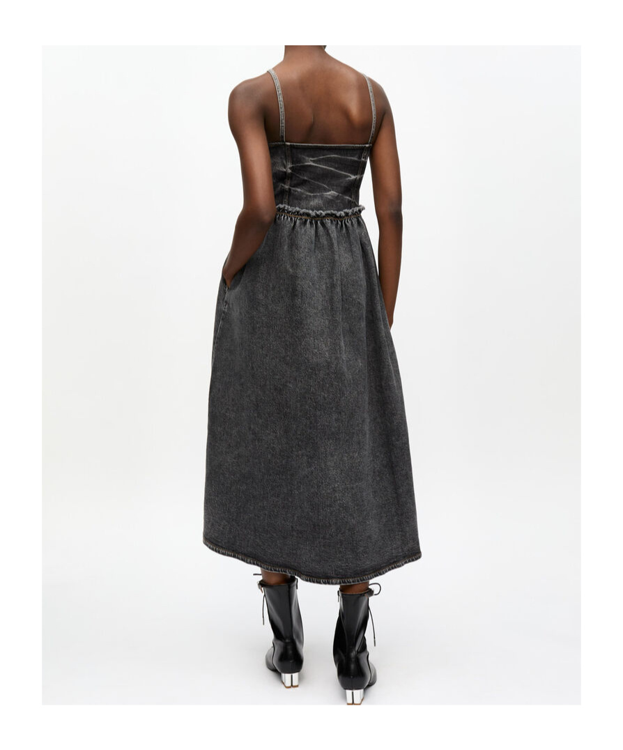 Ganni Women Stretch Future Denim Dress In Black Washed