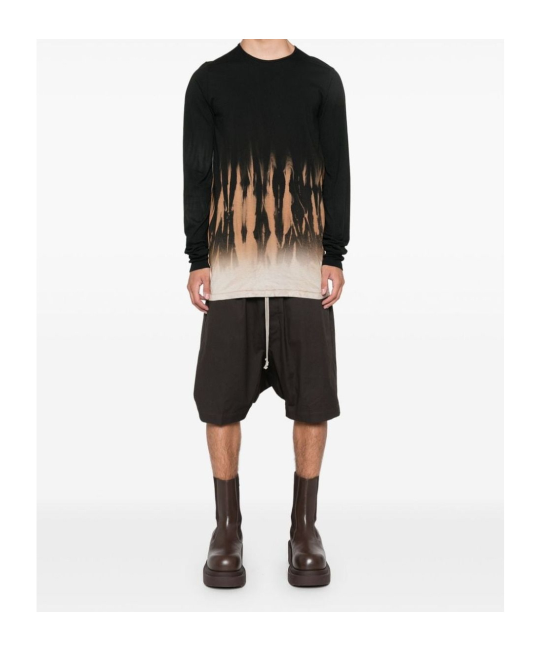 Rick Owens Drkshdw Abstract Print T-shirt Drawstring Detail In Black