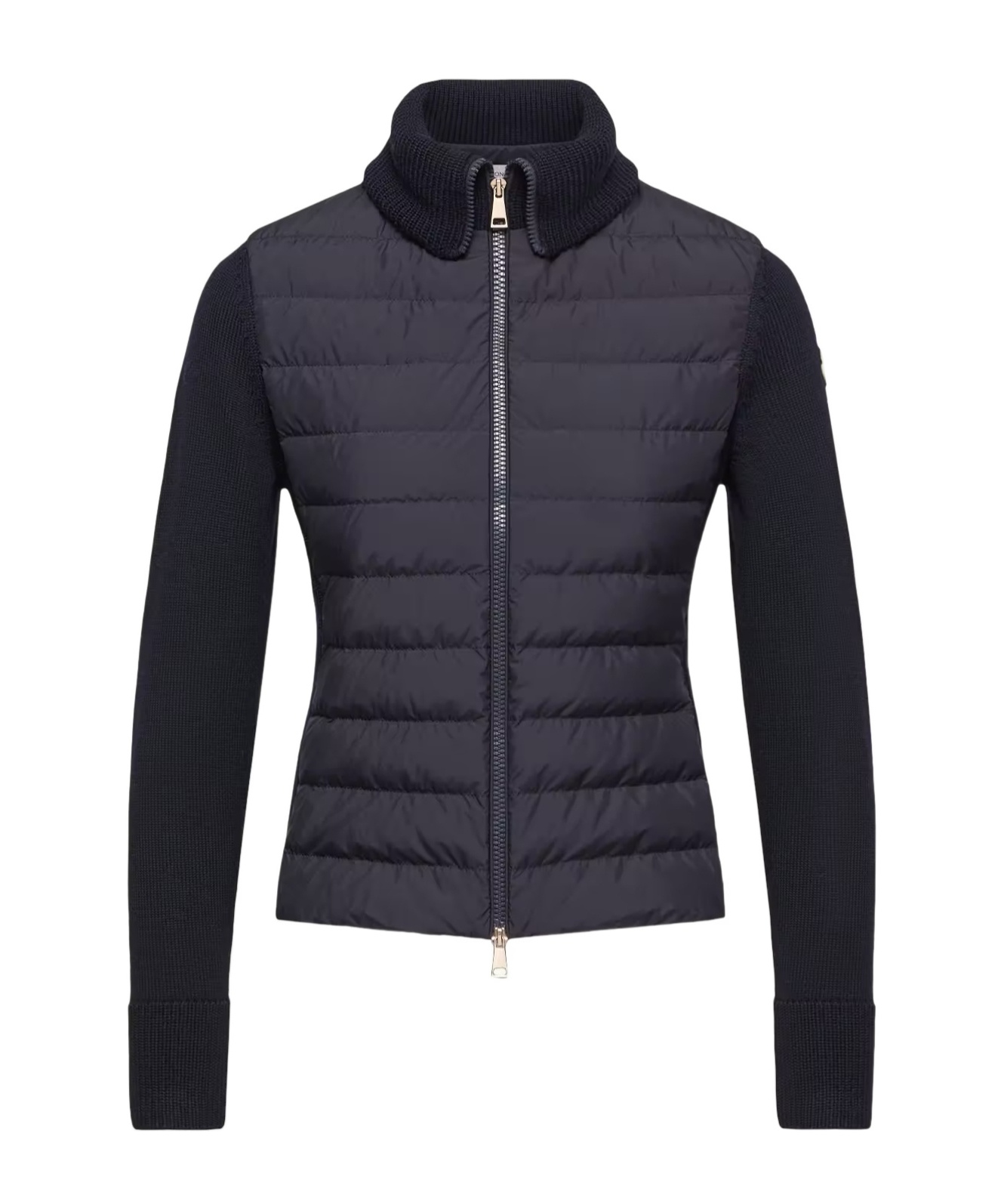 Moncler Padded Wool Zip-up Cardigan In Blue