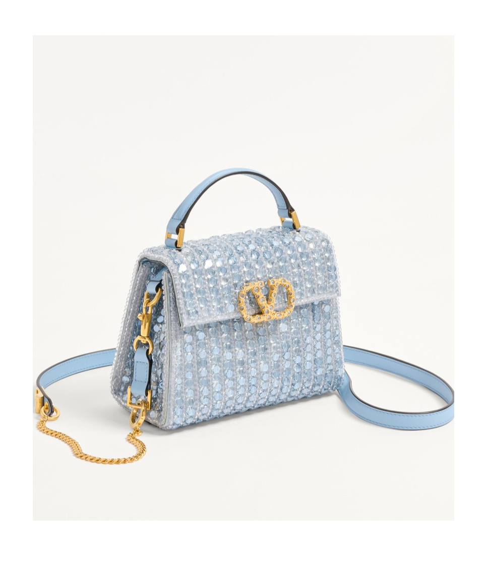 Valentino Mini Vsling Logo Tote Bag In Light Sapphire/light Blue/light Sapphire