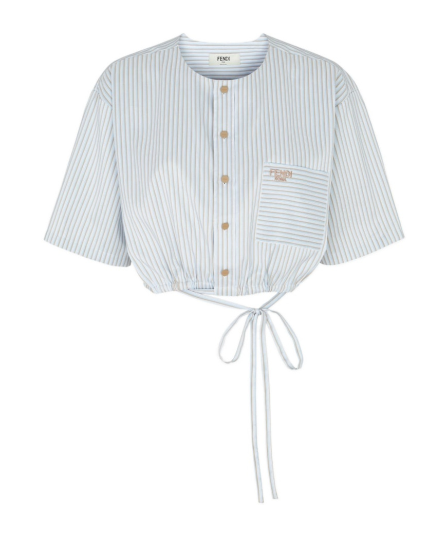 Fendi Women's Striped Cotton And Silk Shirt In White