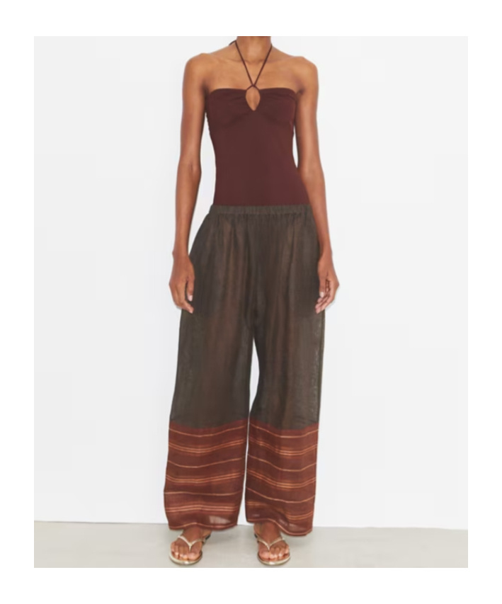 Tory Burch Wide-leg Drawstring Pants In Brown
