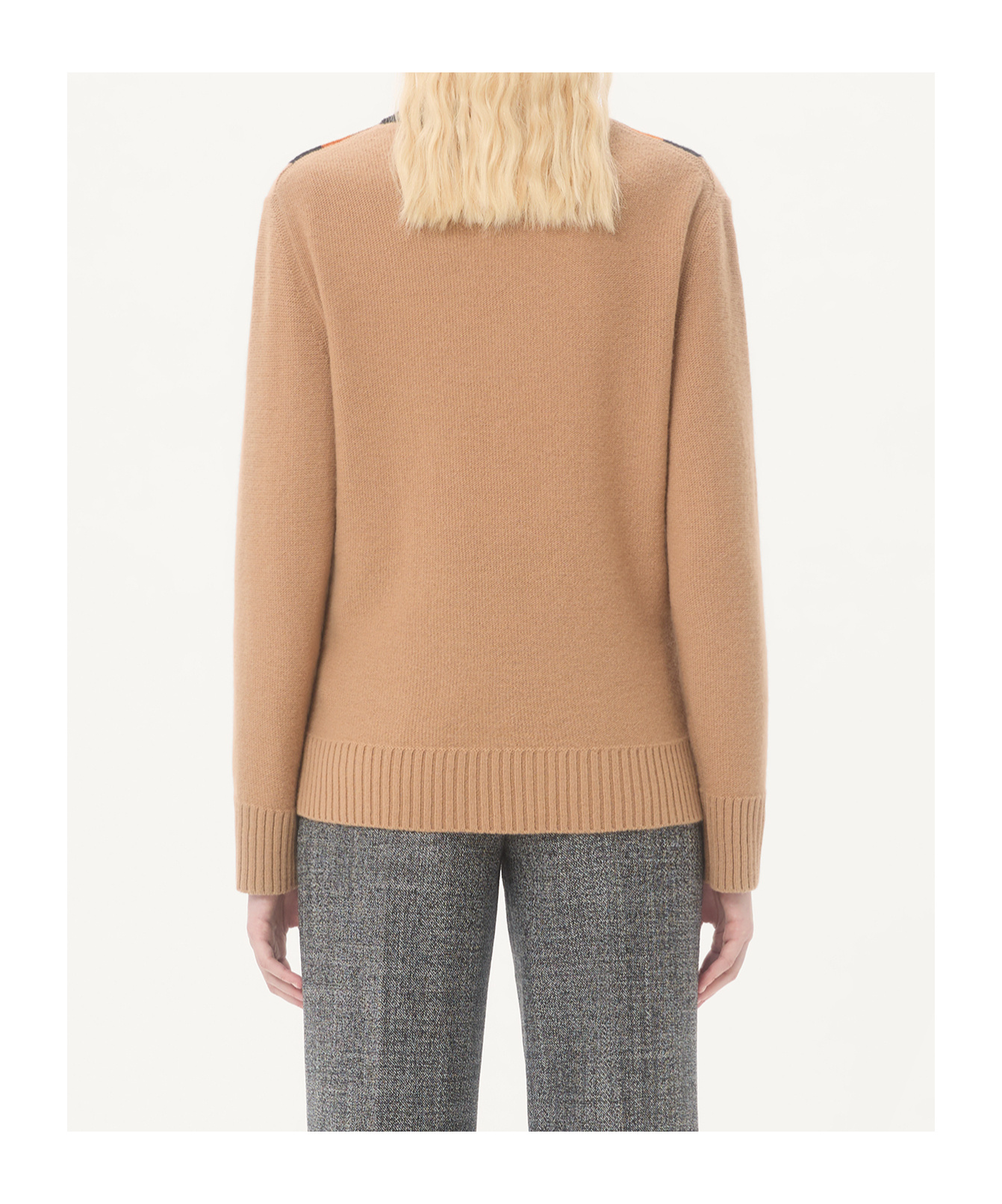 Valentino Chevron-detailed Virgin Wool Sweater In Brown