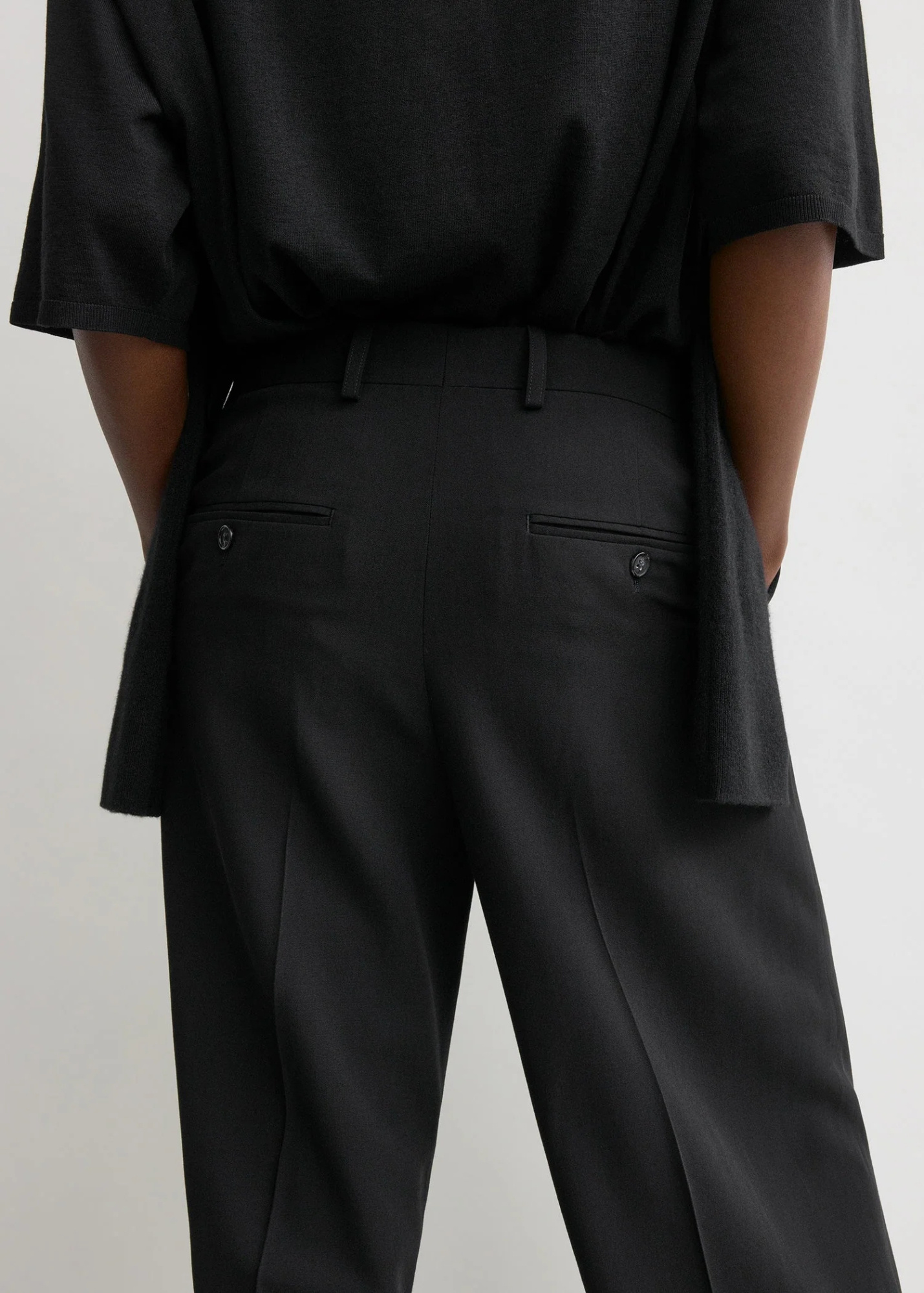 Totême Pleated Wool Wide-leg Trousers In Black