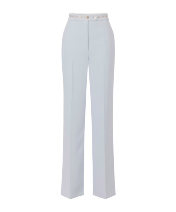 Elisabetta Franchi Logo-ribbon Trousers In Silver