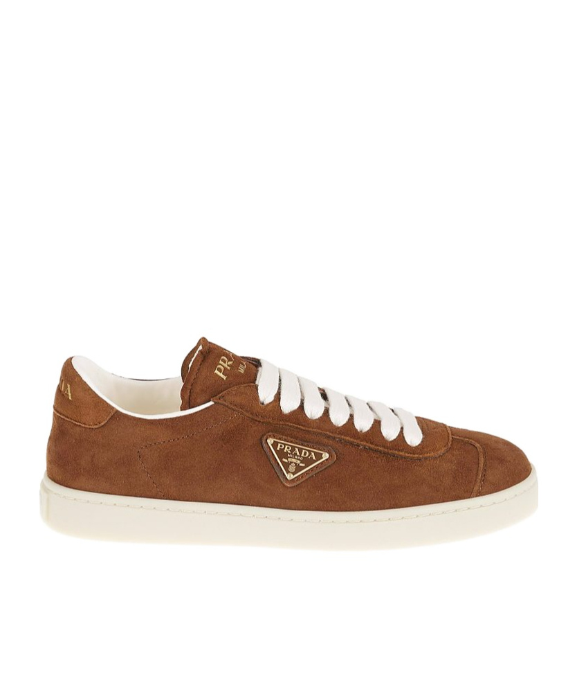 Prada Logo Low-cut Casual Shoes In Brown