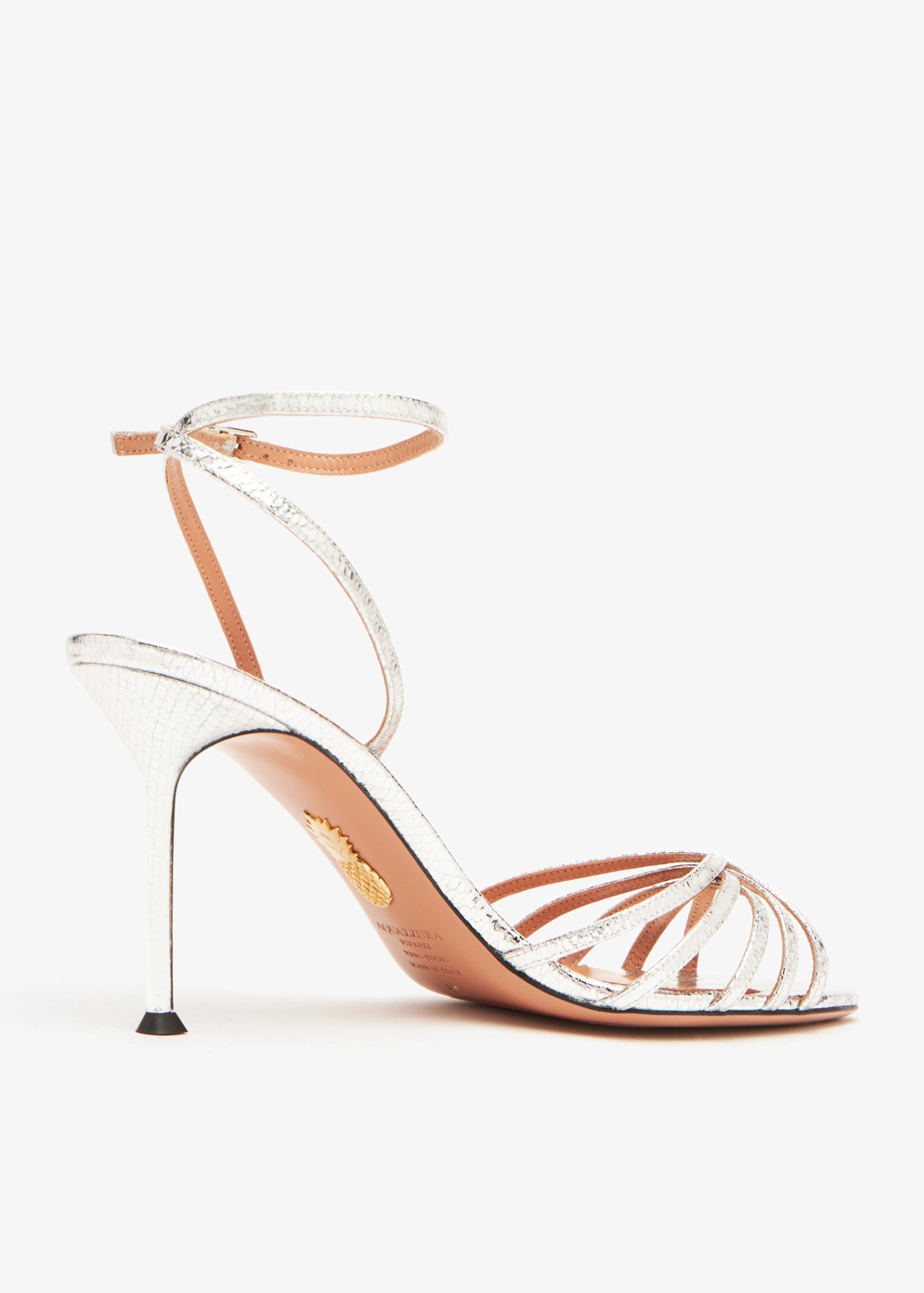 Aquazzura 85mm Leather Sandals In Metallic