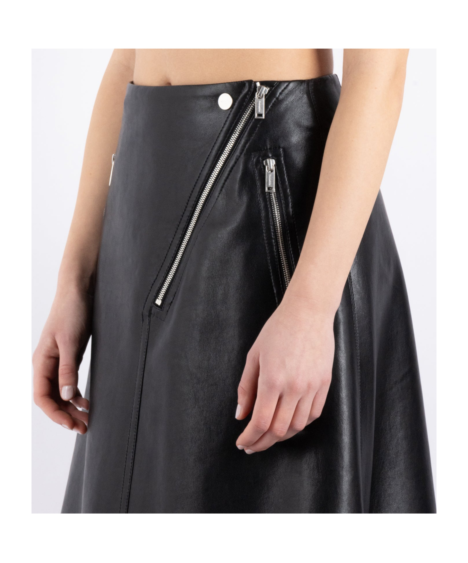 Nanushka Black Aleka Regenerated Leather Midi Skirt In Black