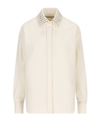 Golden Goose Embellished Collar Long Sleeves Textured Fabric In White