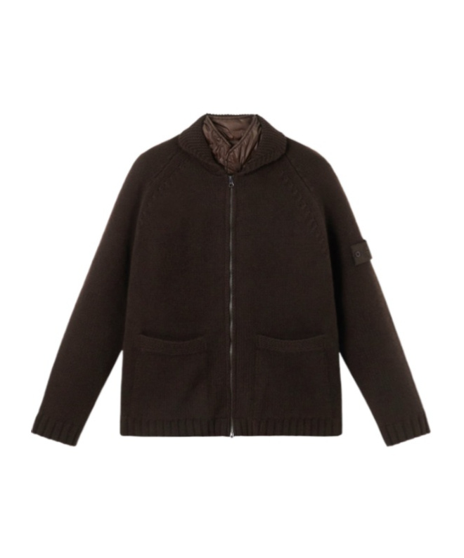 Stone Island Cashmere Zipped Sweater In Brown